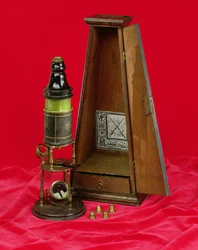 Komplexes Monokularmikroskop, hergestellt von Edmund Culpeper, um 1730